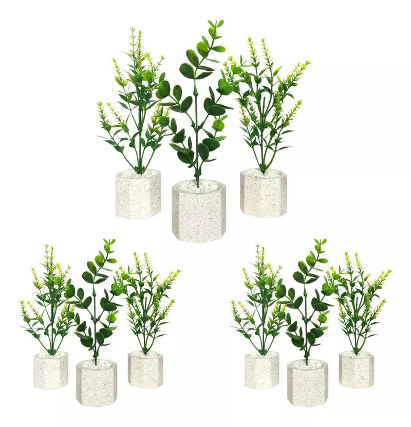 3 Arranjos Decorativos de Plantas Artificiais (20cm) de Aparência Natural - Paixão Verde | Loja Online