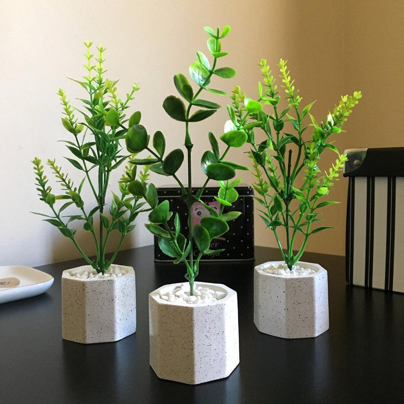 3 Arranjos Decorativos de Plantas Artificiais (20cm) de Aparência Natural - Paixão Verde | Loja Online